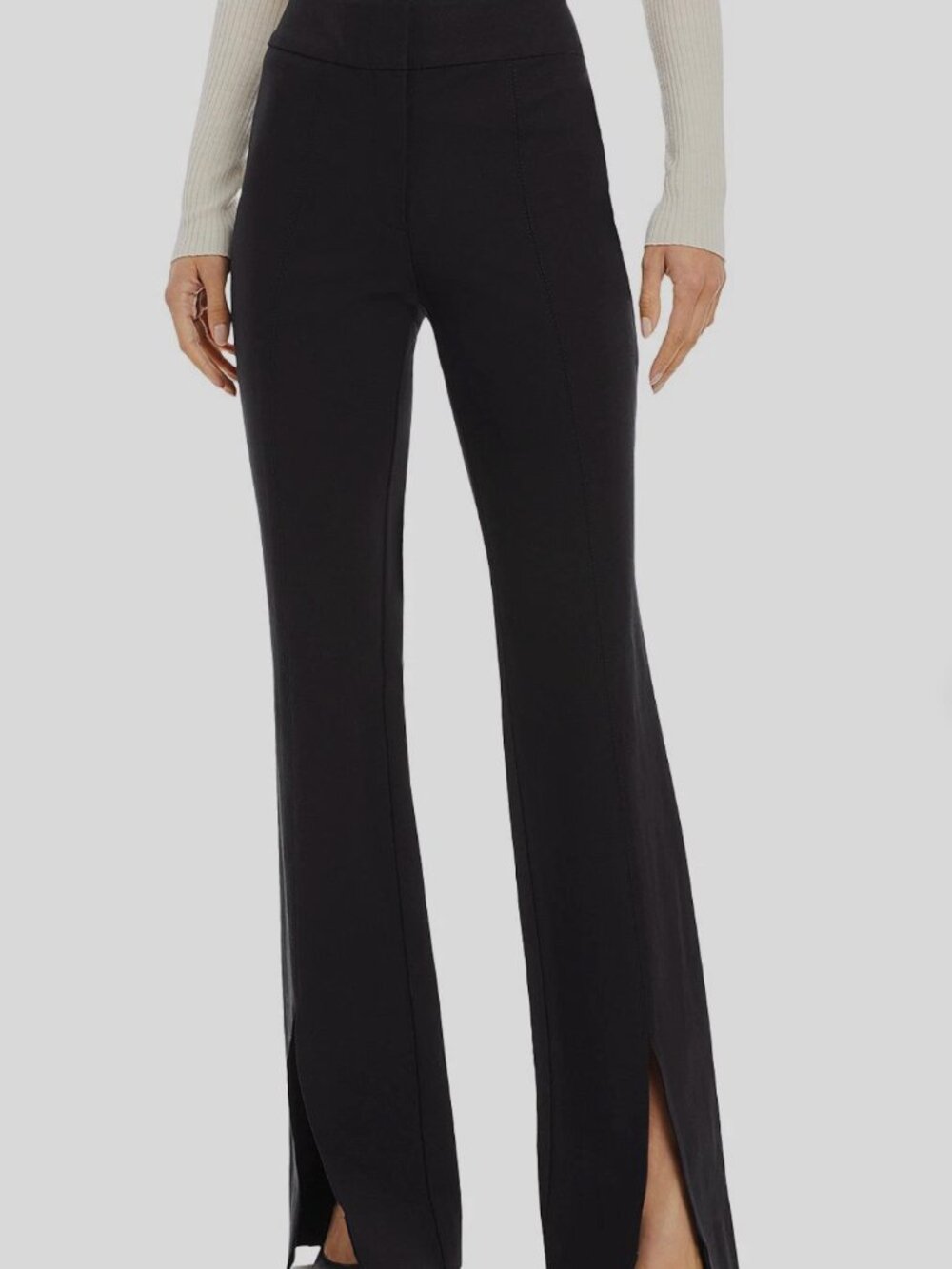 Derek Lam 10 Crosby Women's Black Mid Rise Slit Hem Flare Pants Black